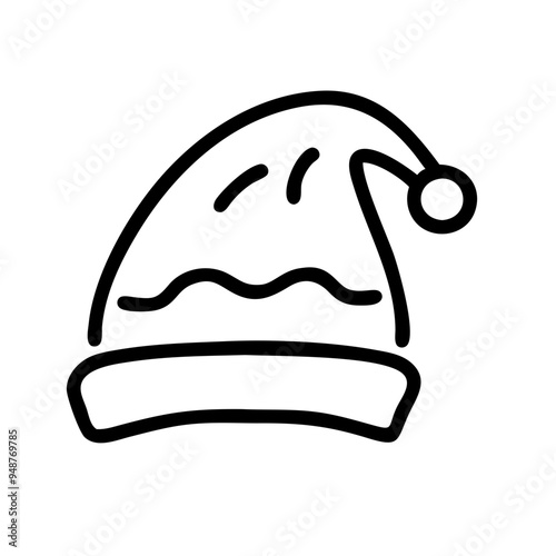 Santa hat icon in black outline