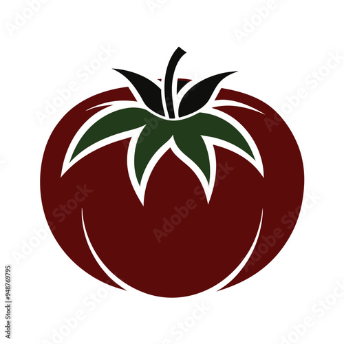 silhouette vector illustration of a tomato with leaves 