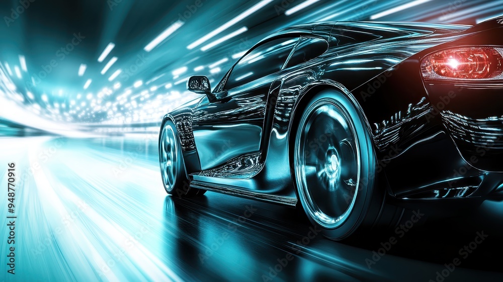 Sleek sports car speeds through a neon-lit tunnel at high speed, showcasing modern design and advanced technology for a dynamic driving experience. Sleek sports car speeds through a neon-lit tunnel at high speed, showcasing modern design and advanced technology for a dynamic driving experience.