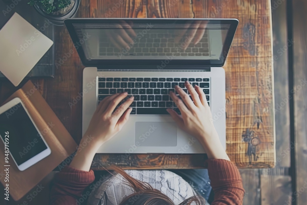Fototapeta premium Person browsing internet using laptop for online activities