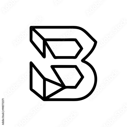Modern Minimalistic Vector Logo Featuring the Letter B with Geometric Design and Clean Lines