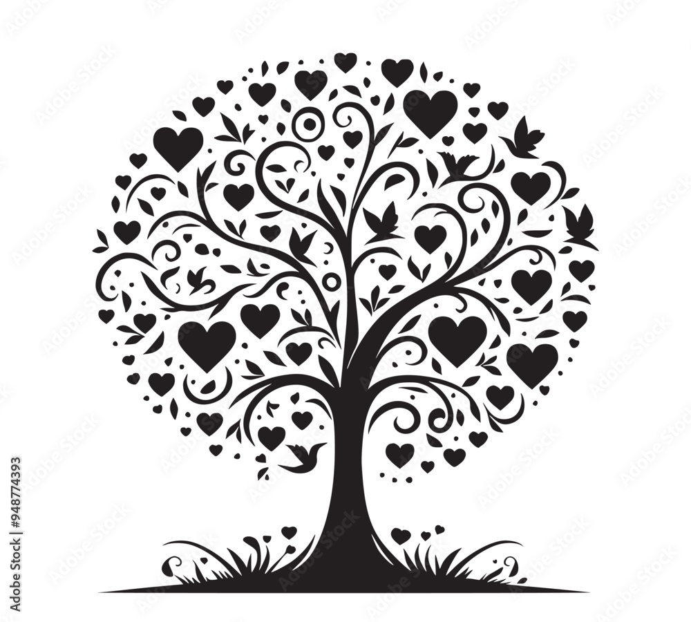 Love tree with elements