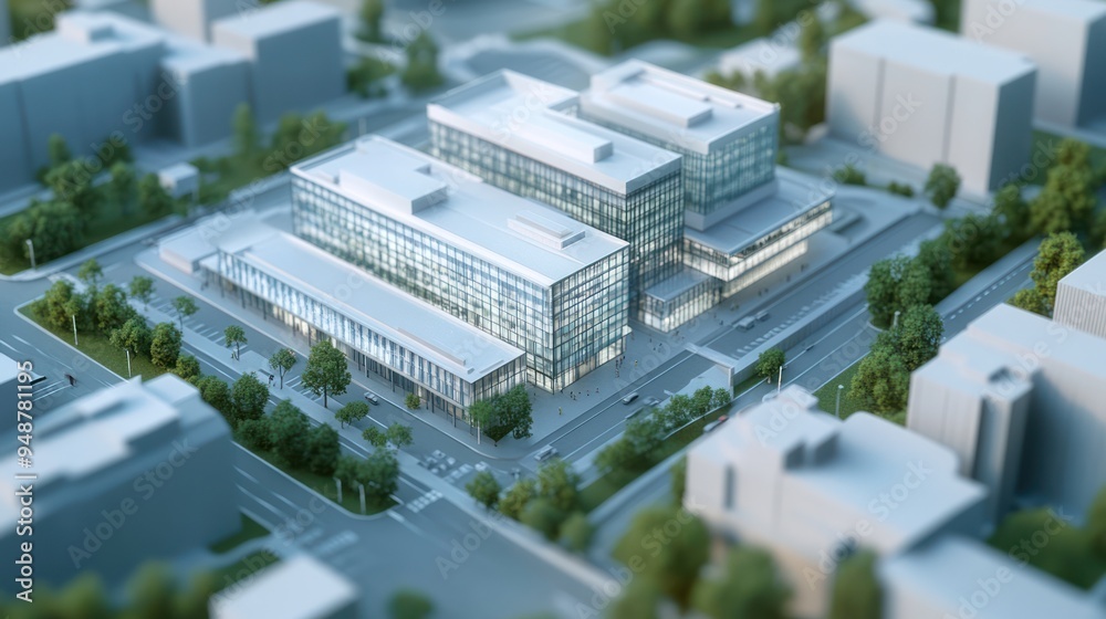 Modern Office Building Aerial View Modern Office Building Aerial View