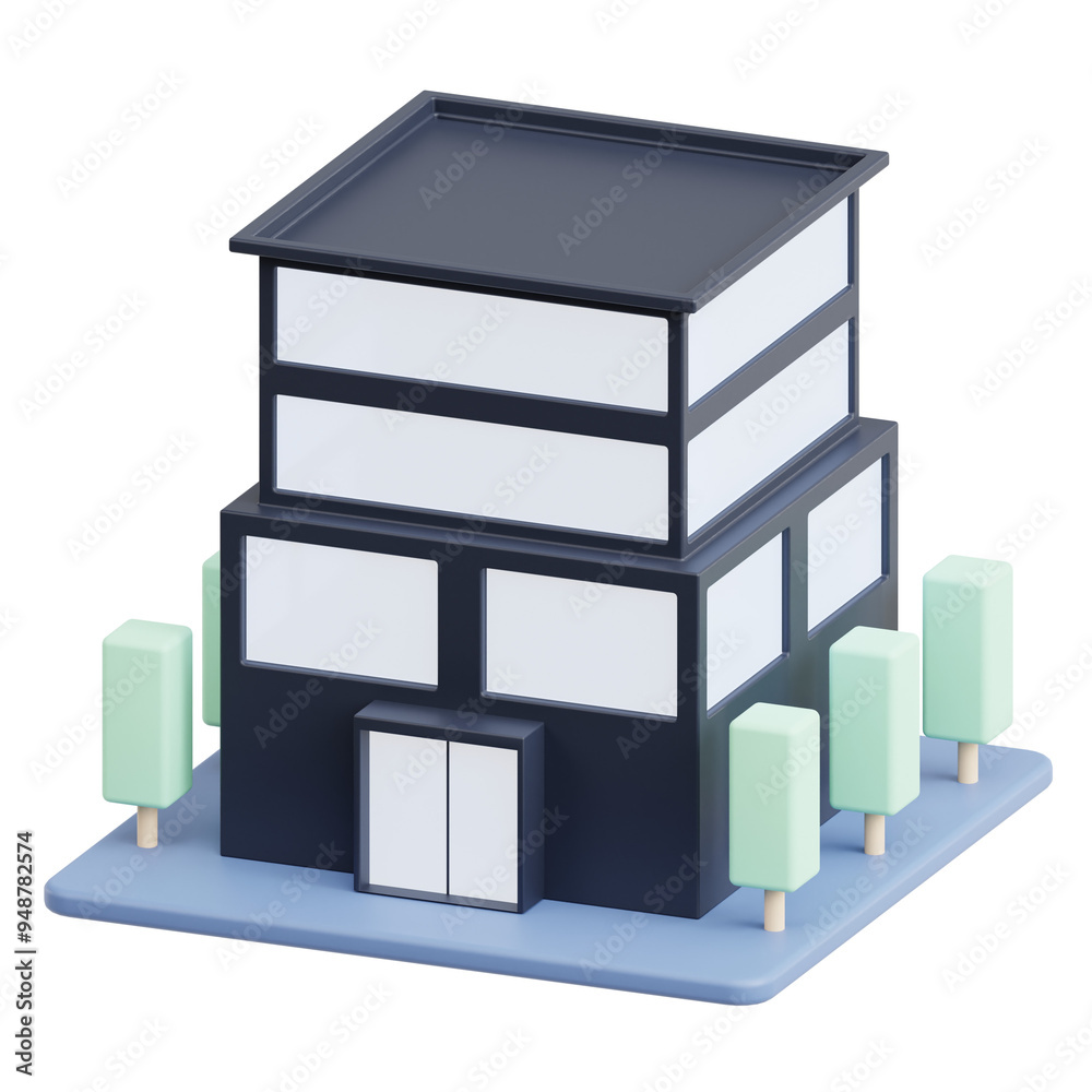 Fototapeta premium Office Building 3D Icon Illustration