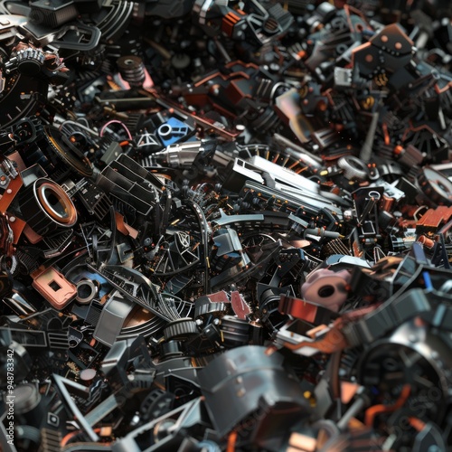 Close-up of a pile of intricate metal gears and parts.