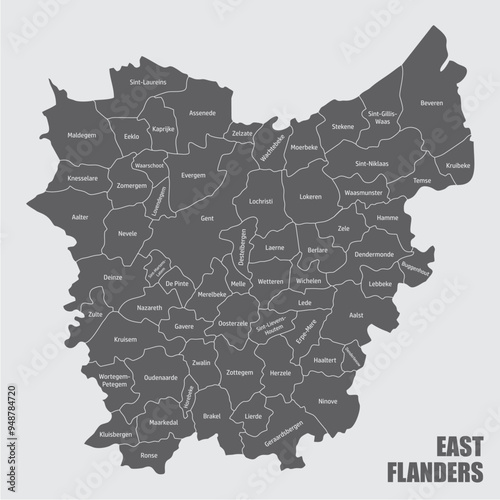 East Flanders administrative map