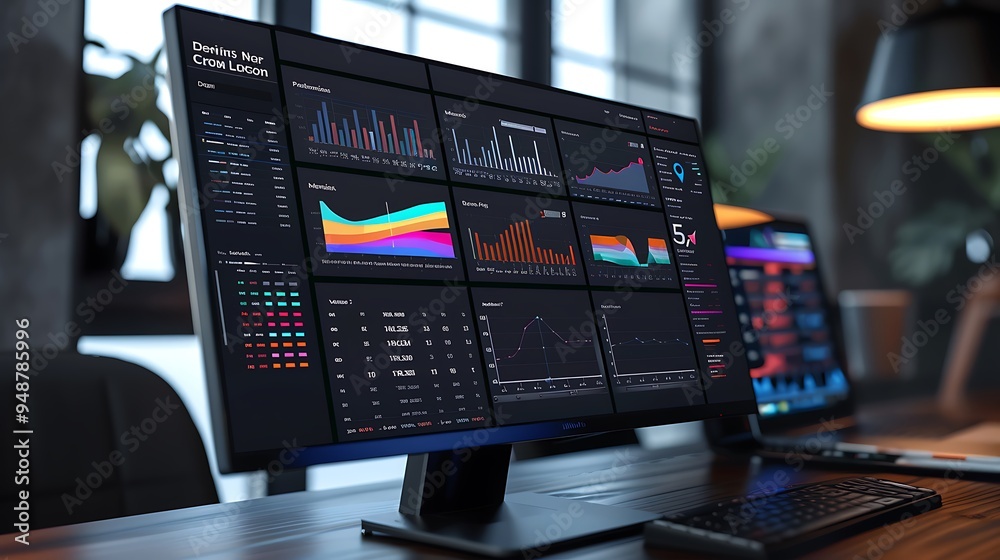 A financial dashboard on a computer screen displaying key metrics such as cash flow, profit margins, and debt ratios. A financial dashboard on a computer screen displaying key metrics such as cash flow, profit margins, and debt ratios.