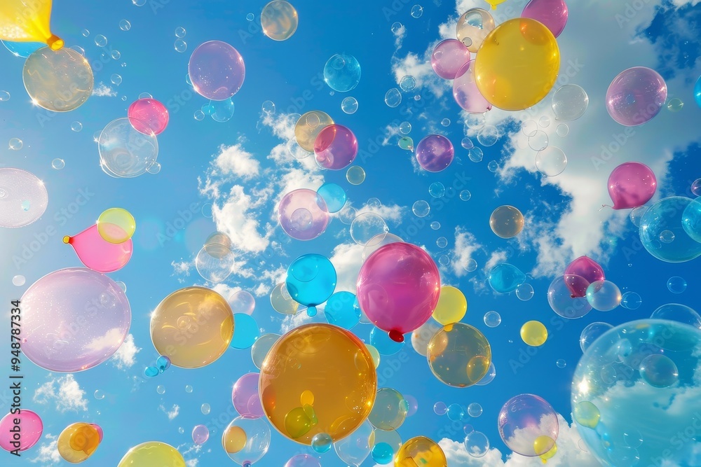 Colorful thought bubbles floating in the air Colorful thought bubbles floating in the air
