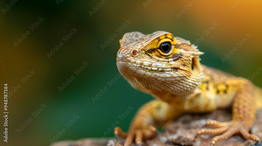 Obraz premium Small Lizard Sitting Top Tree Branch
