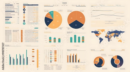 A financial report page with a detailed analysis of revenue streams, including a pie chart and bar graph.