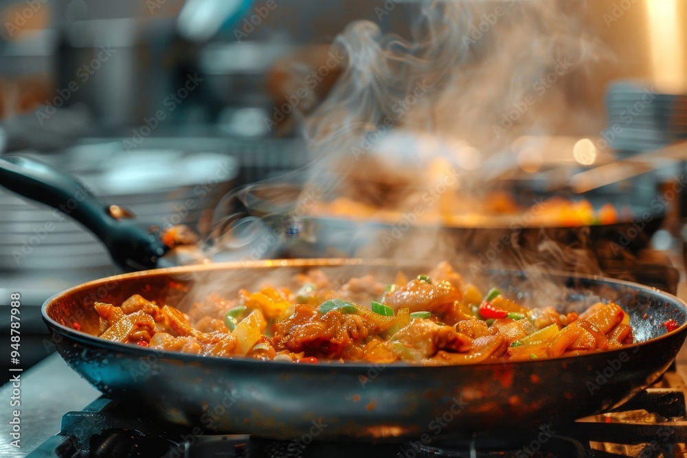 Electric stove cooking a sizzling meal in a kitchen Electric stove cooking a sizzling meal in a kitchen