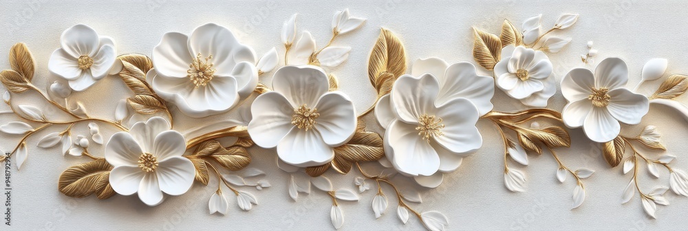 A breathtaking 3D illustration that showcases exquisite golden flowers and intricately designed branches, making it an ideal choice for elegant postcards and various decorative purposes A breathtaking 3D illustration that showcases exquisite golden flowers and intricately designed branches, making it an ideal choice for elegant postcards and various decorative purposes
