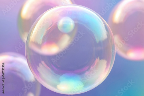 Holographic soap bubbles background with soft, flowing gradients of iridescent colors. For hygiene-related designs, magical visual composition, ethereal backdrop, advertising, marketing materials