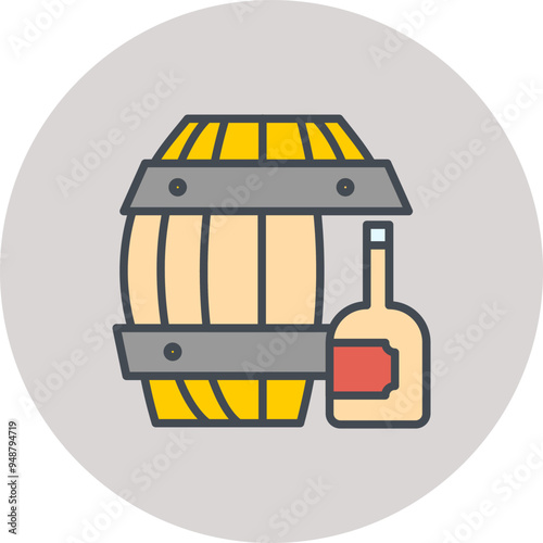 Wine Barrel Vector Icon