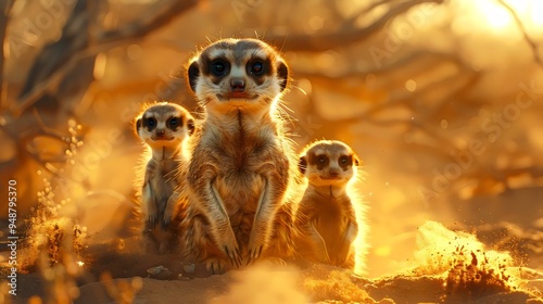 Wallpaper Mural Three baby gazelles are standing in the sand Torontodigital.ca