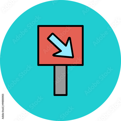Diagonal Down-Right Arrow Vector Icon