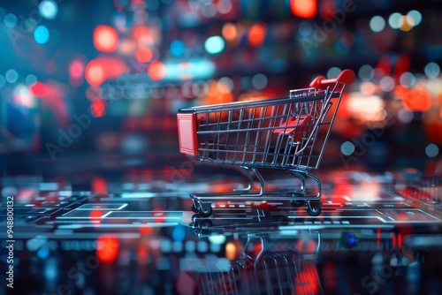 Internet shopping and e-commerce concept with shopping cart