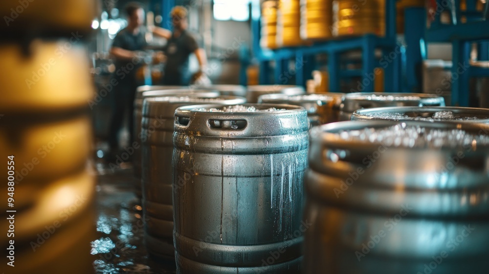 Silver Kegs in a Brewery Setting