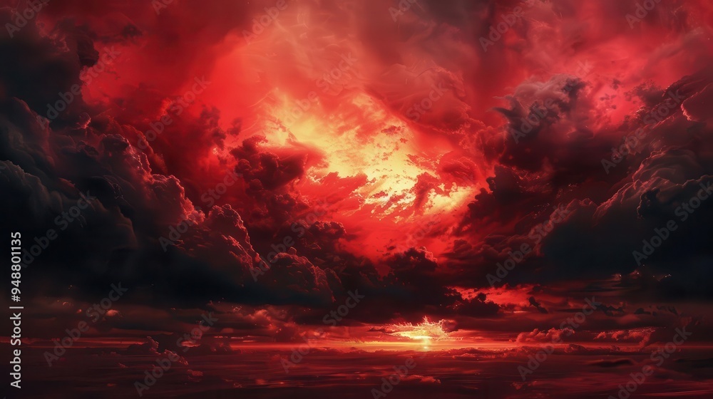 ominous red sky with darkening clouds apocalyptic horror concept digital painting ominous red sky with darkening clouds apocalyptic horror concept digital painting