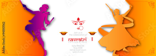 Abstract Dandiya night celebration on navratri.vector illustration