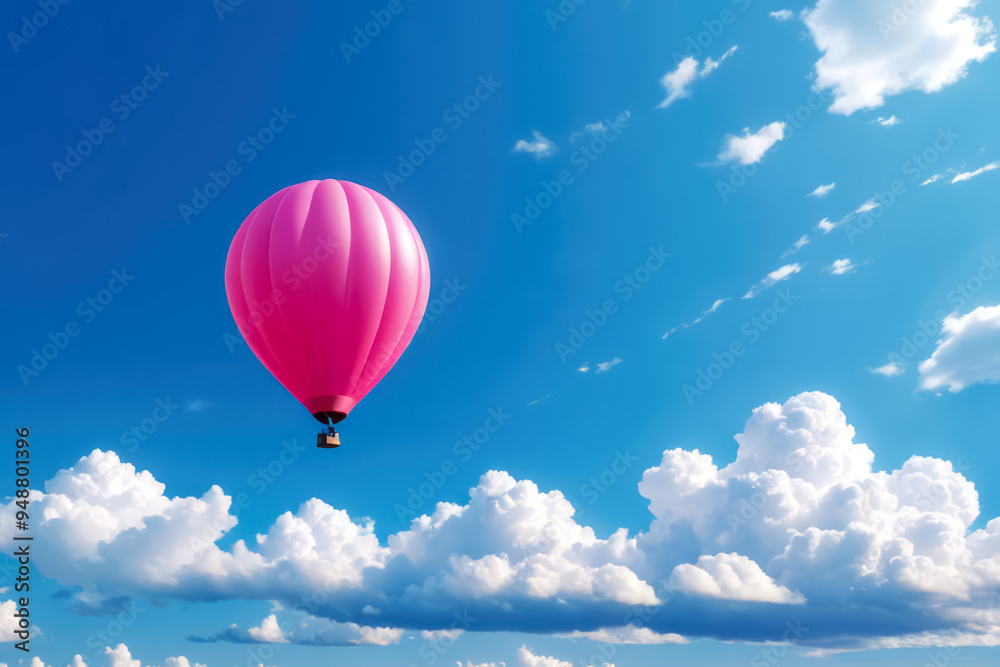 Fototapeta premium pink balloon on blue background cloudy sky