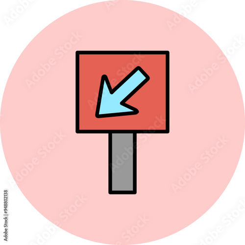 Diagonal Down-Left Arrow Vector Icon