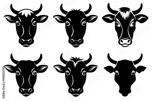 Cow head silhouette vector illustration