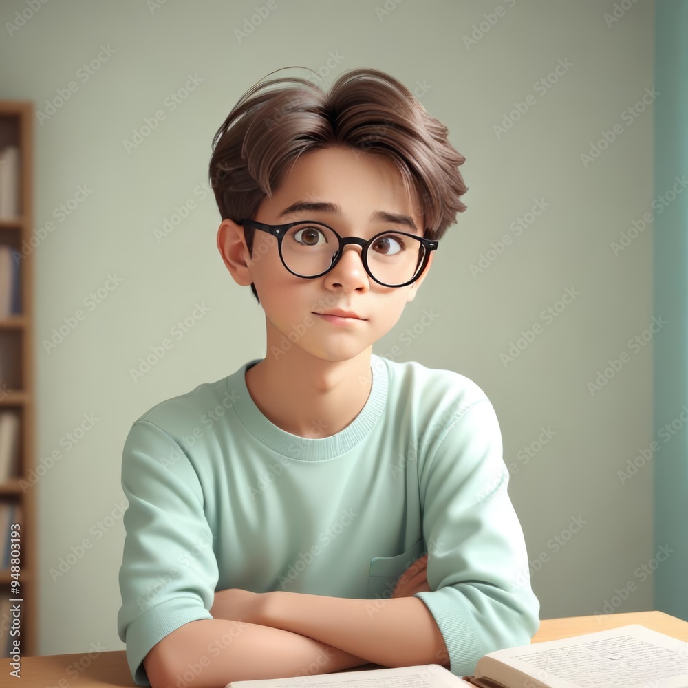 The boy is learning and reading books The boy is learning and reading books