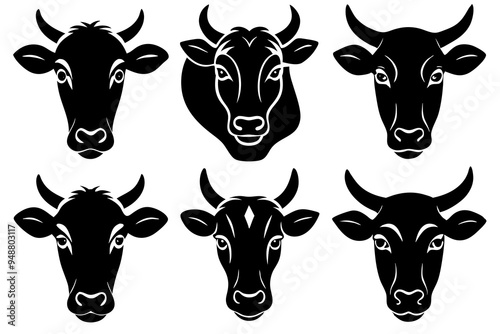 Cow head silhouette vector illustration