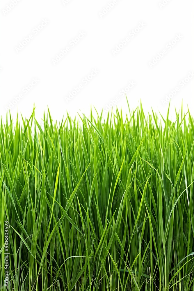 A field of green grass with a white background. The grass is tall and lush, giving the impression of a peaceful, serene environment A field of green grass with a white background. The grass is tall and lush, giving the impression of a peaceful, serene environment
