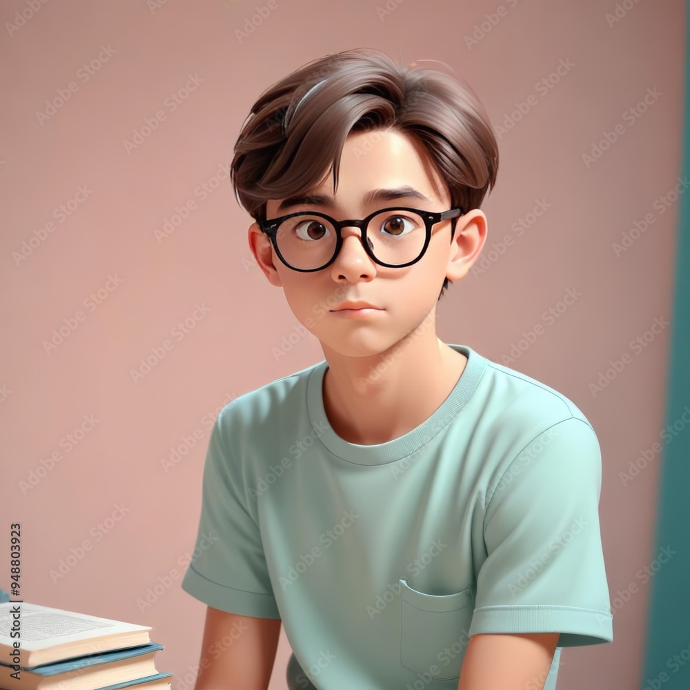 The boy is learning and reading books The boy is learning and reading books