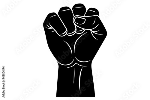 A fisted hand of a worker vector illustration silhouette