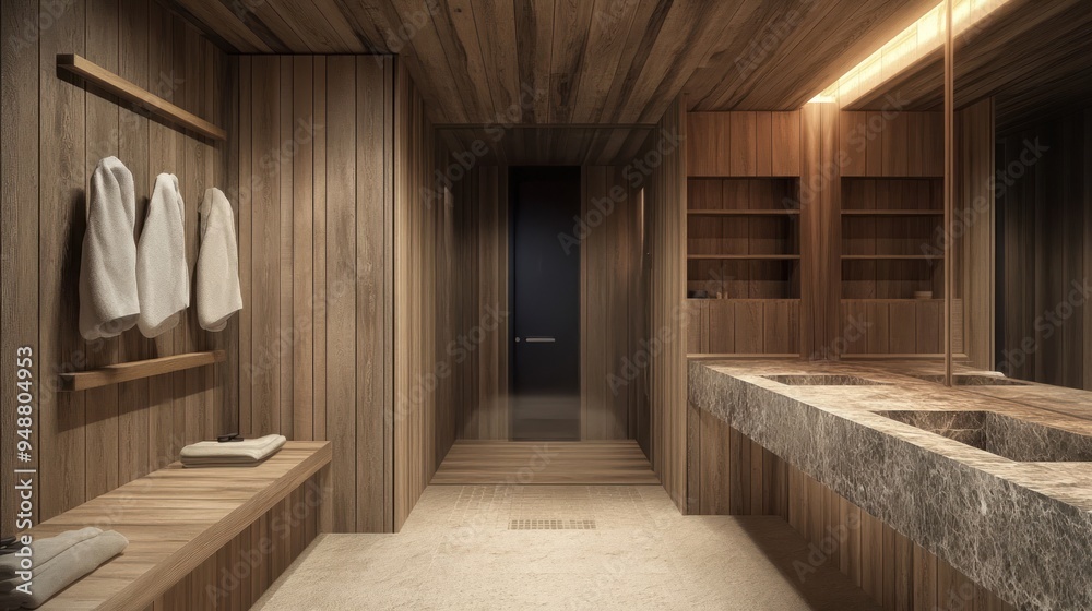 Modern Wooden Bathroom Interior Design. Modern Wooden Bathroom Interior Design.