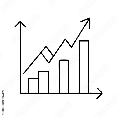 Minimalist black outline growth chart icon representing business success