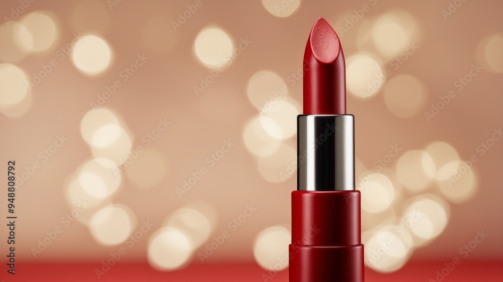 Close up of red lipstick on red background. Close up of red lipstick on red background.