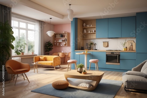 modern living room with fireplace