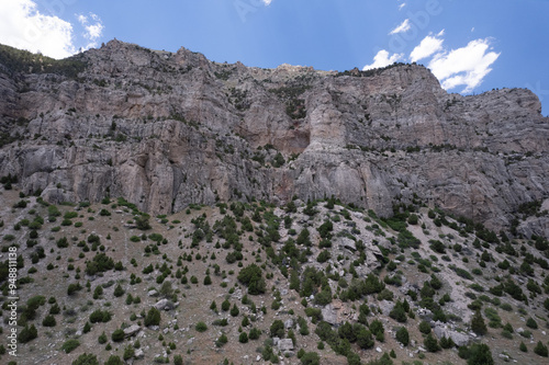 Aerial drone image of the whitewater on the Bighorn river in Teeter canyon of Montana