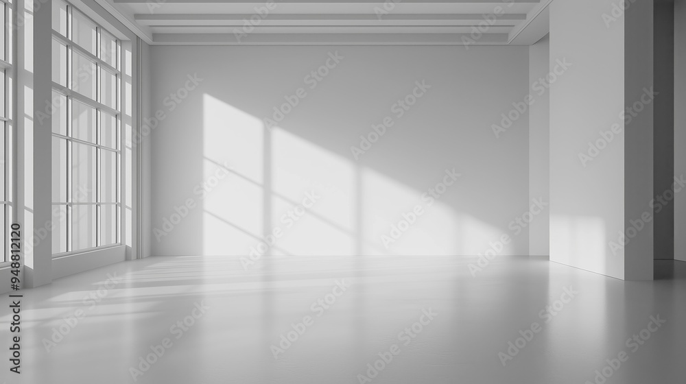 Fototapeta premium The space is empty and immaculate. a window and a white wall in an empty room.