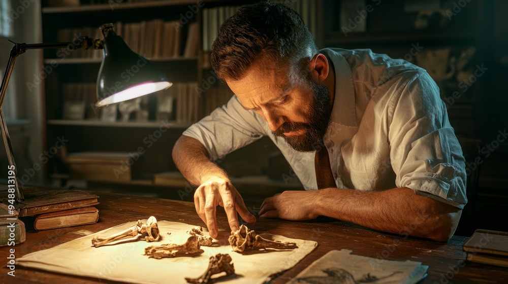 Forensic Scientists Examine Human Foot Bone at Lab Table, Detailed Study in Forensic Anthropology Forensic Scientists Examine Human Foot Bone at Lab Table, Detailed Study in Forensic Anthropology