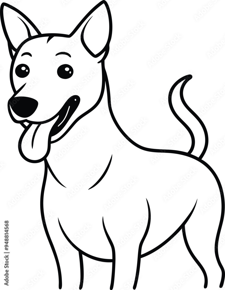 Obraz premium Smiling dog vector with a big nose and happy face for coloring