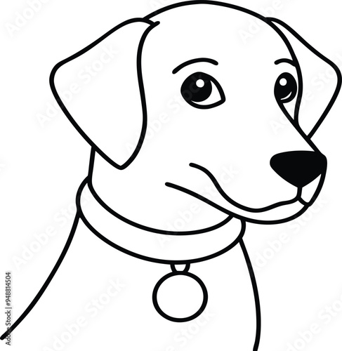 Joyful dog vector with a friendly look and wagging tail for coloring
