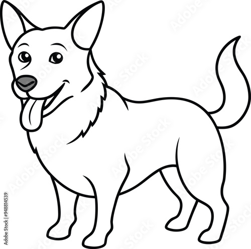 Happy dog vector illustration with a playful stance and friendly eyes
