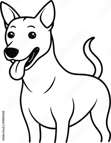 Smiling dog vector with a big nose and happy face for coloring
 photo