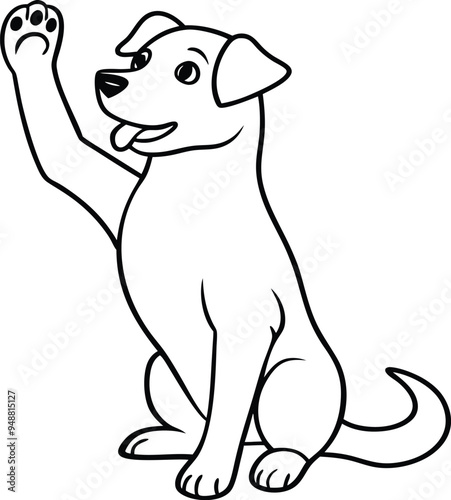 Cute dog vector with a joyful expression and wagging tail for kids
 photo