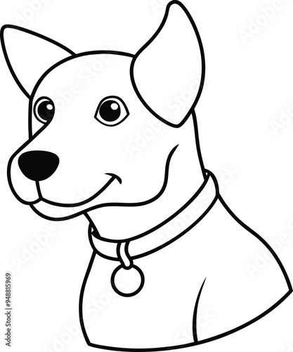 Cute puppy vector with a playful stance and cheerful look for coloring
