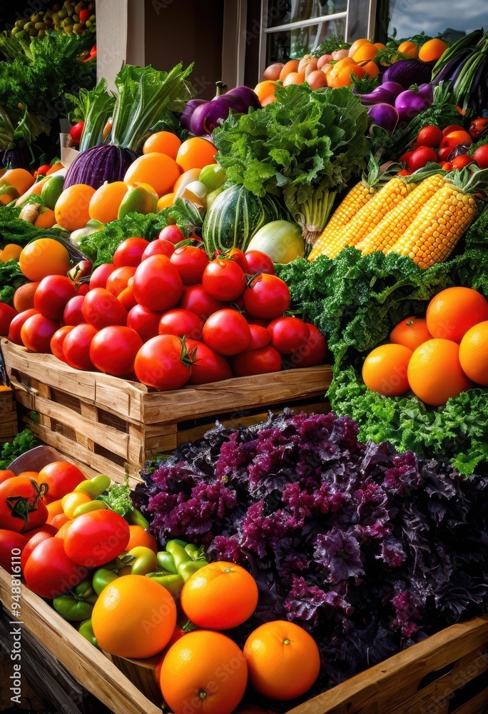 vibrant food donation display showcasing colorful variety fresh produce including herbs bountiful arrangement, abundance, appeal, assortment, baskets, bounty