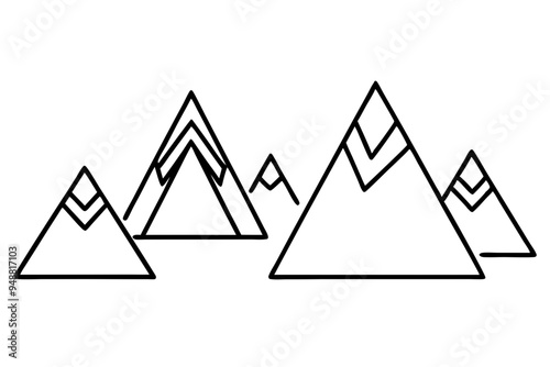 Set of a mountains silhouette vector on white background