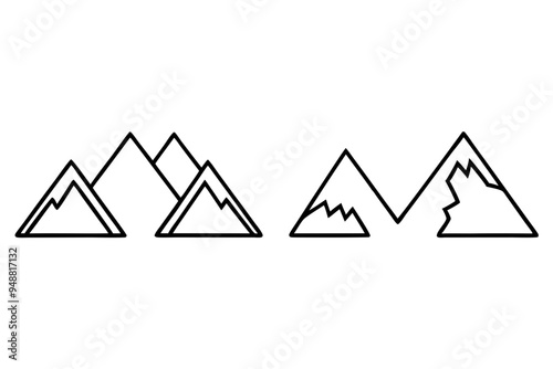 Set of a mountains silhouette vector on white background