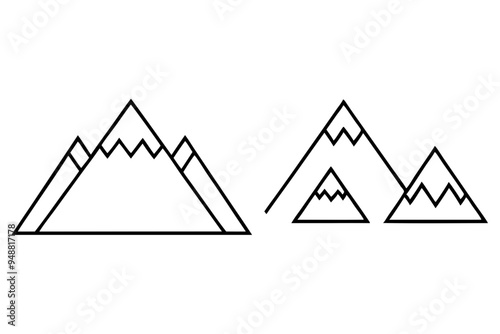 Set of a mountains silhouette vector on white background