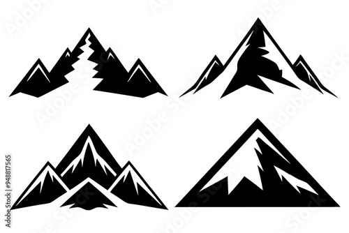 Set of a mountains silhouette vector on white background